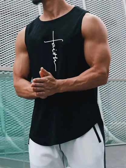 Cross Print Streetwear Tank Top