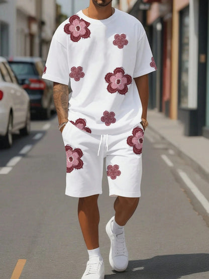 Floral Graphic O-Neck Shorts Set
