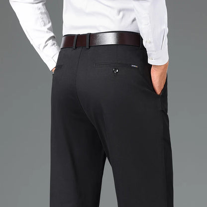 Cotton Blend Slim Straight Trousers