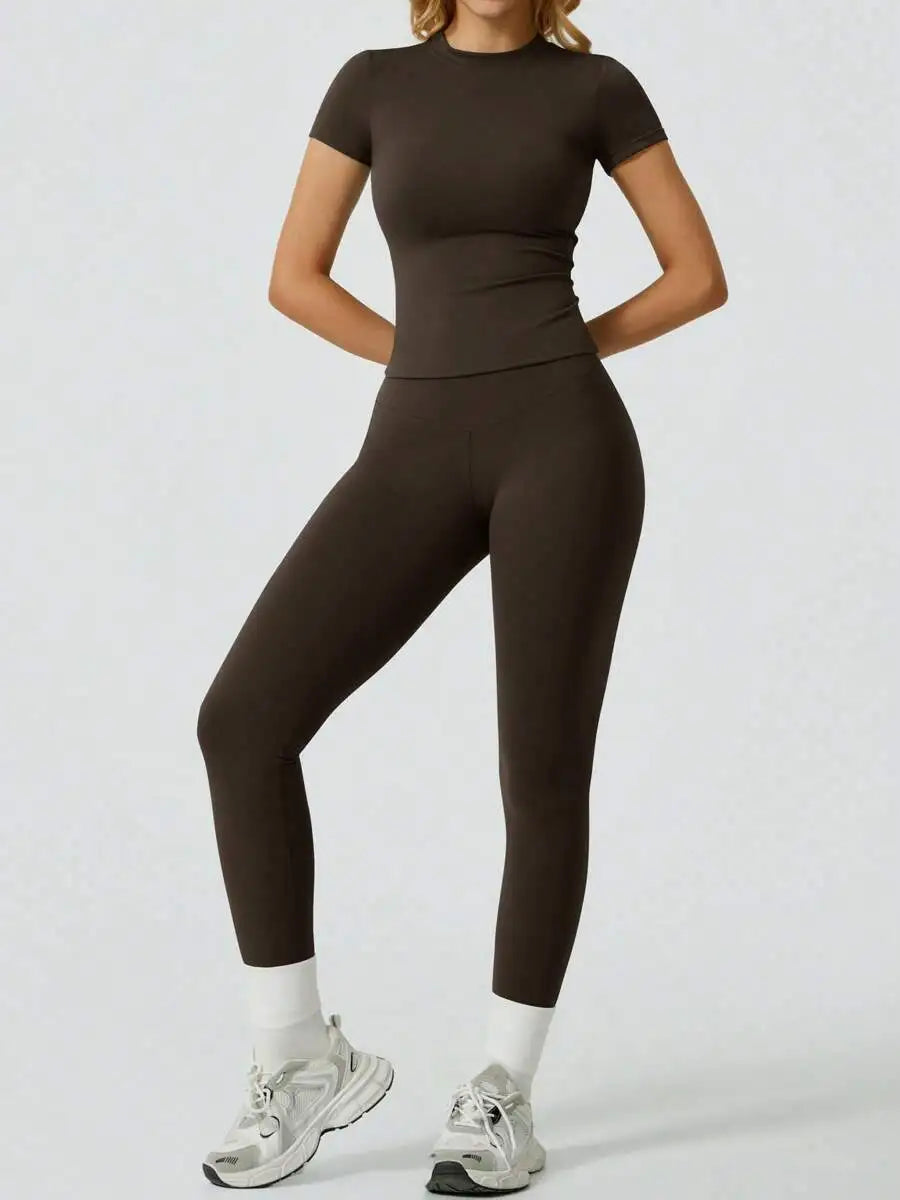 Short Sleeve Leggings Yoga Set