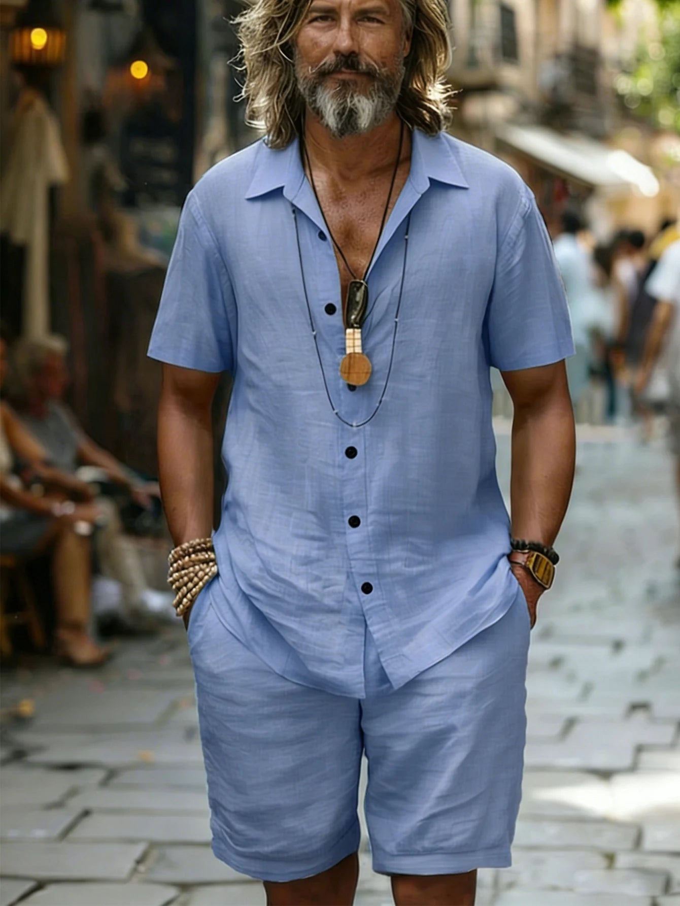 Cotton Shirt Shorts Beach Set