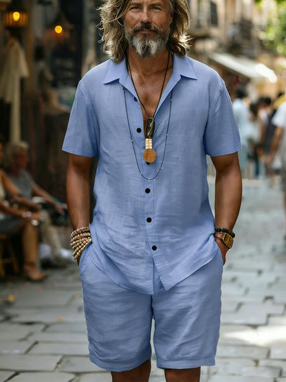 Cotton Shirt Shorts Beach Set