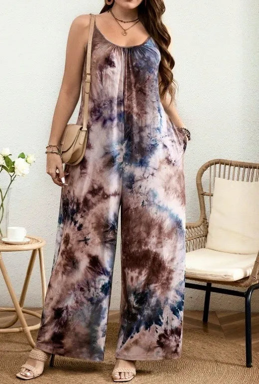 Printed Strap Vest Jumpsuit