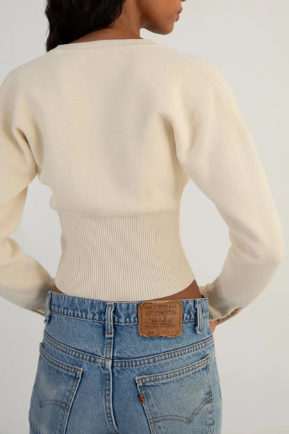 Ribbed Cropped Knit Cardigan