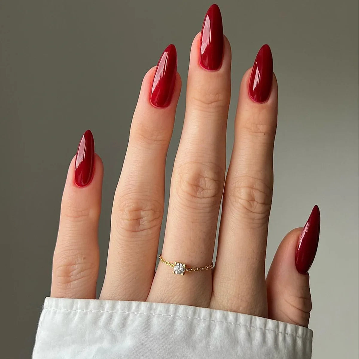 Wine Red Almond Press On Nails