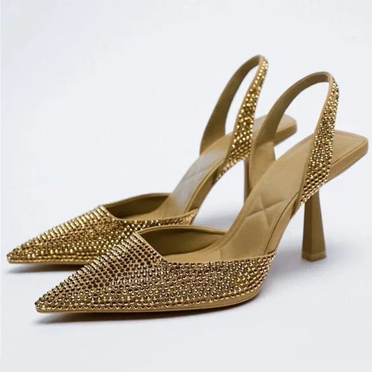Crystal Strap Thin Heel Sandals