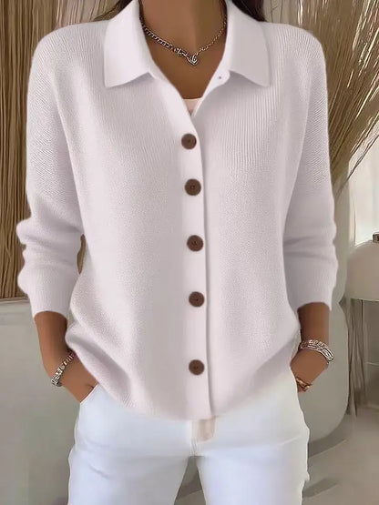 Polo Neck Button Knit Cardigan