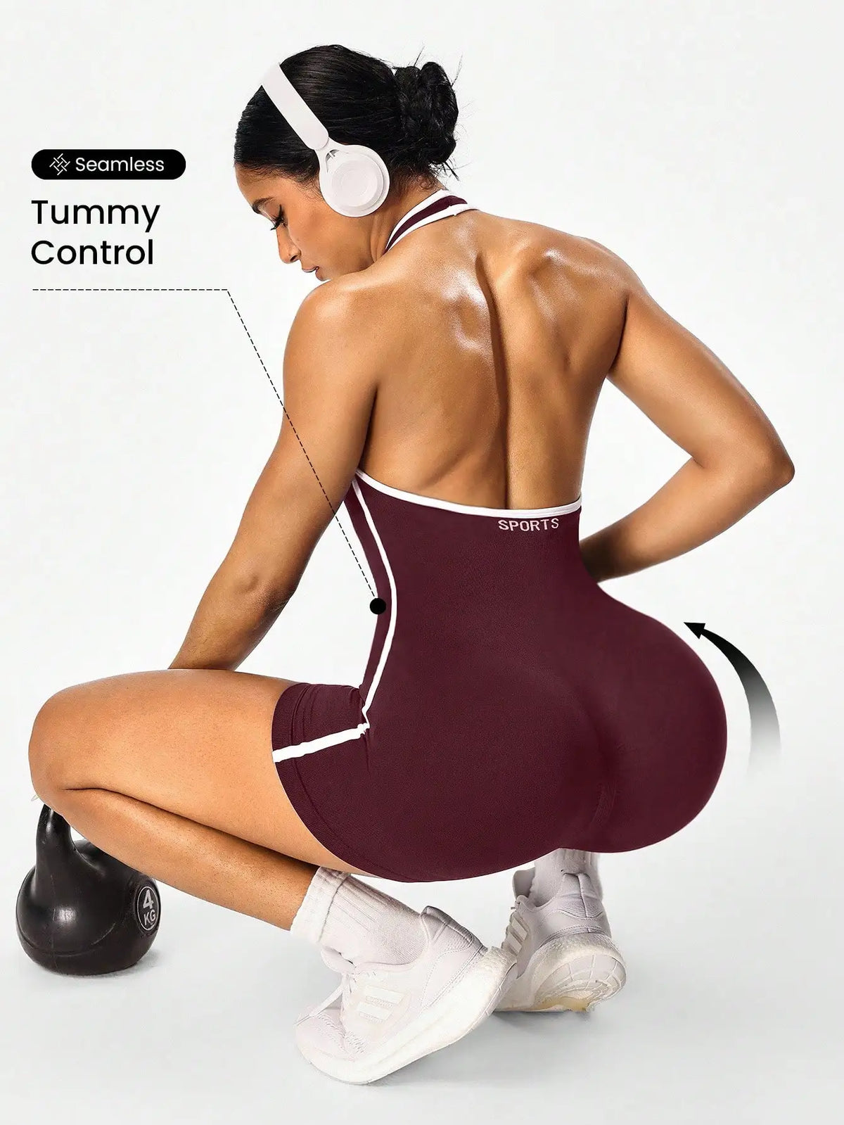 Color-Block Backless Yoga Jumpsuit