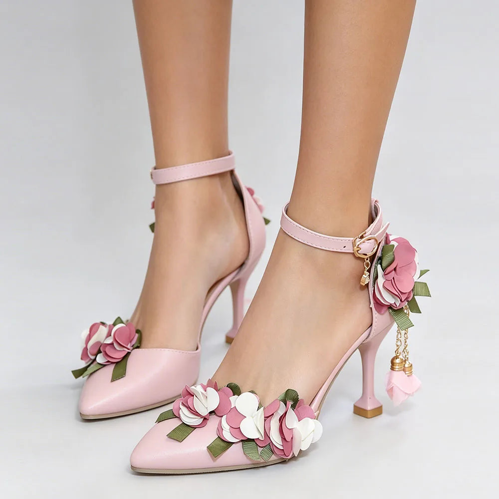 Floral Patchwork Ankle Strap Sandals