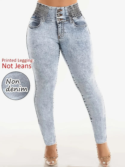 Denim Print Skinny Leggings