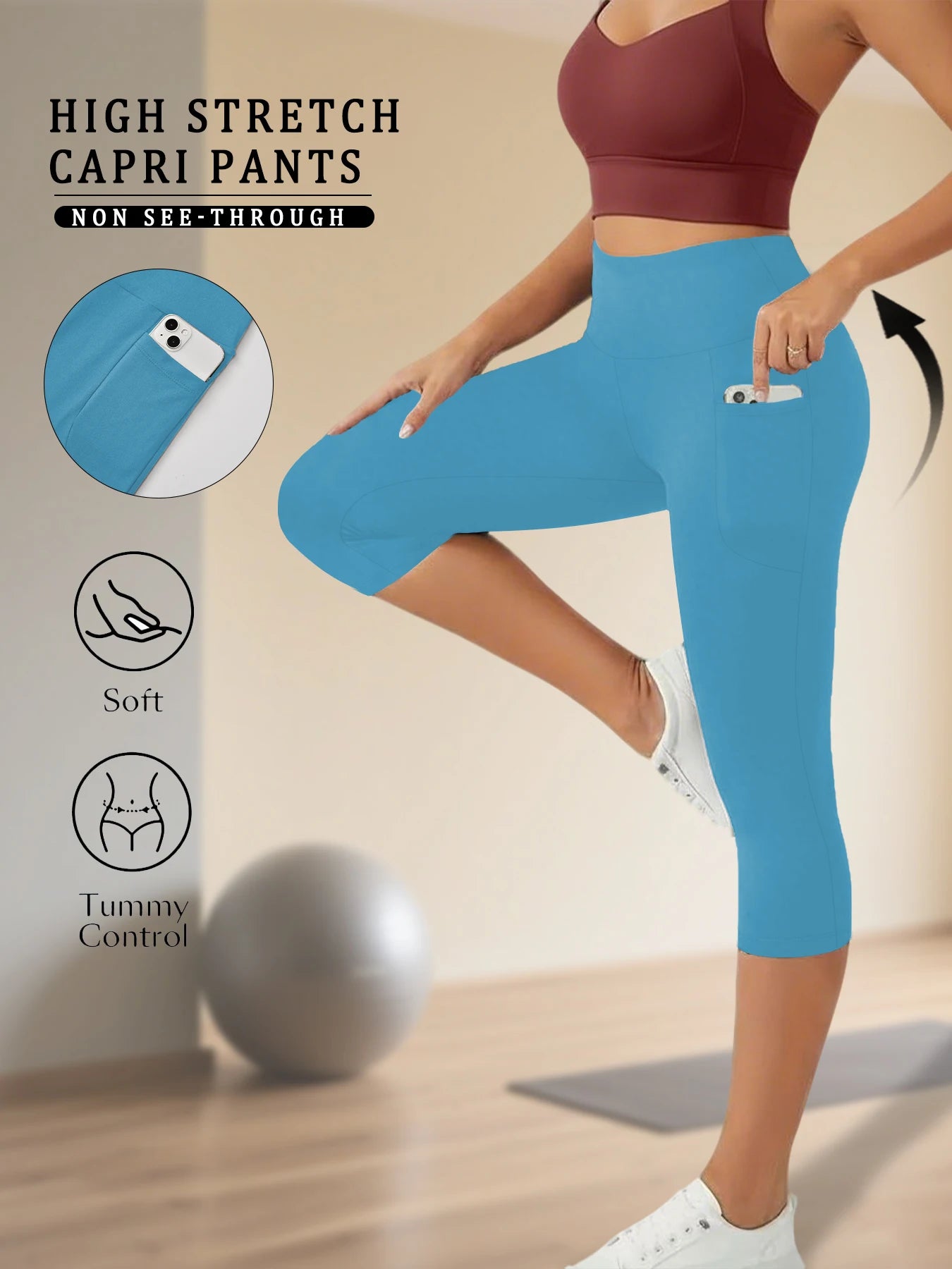 High Waist Pocket Capris