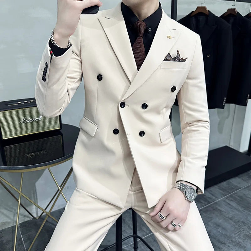 Double-Breasted Formal Groom Suit