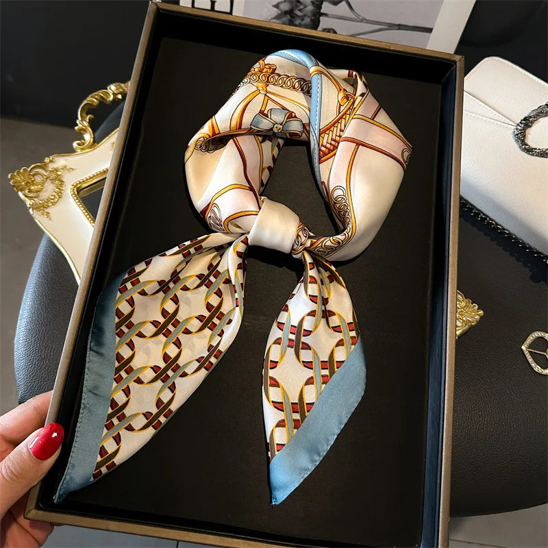 Bandana Print Silk Square Scarf