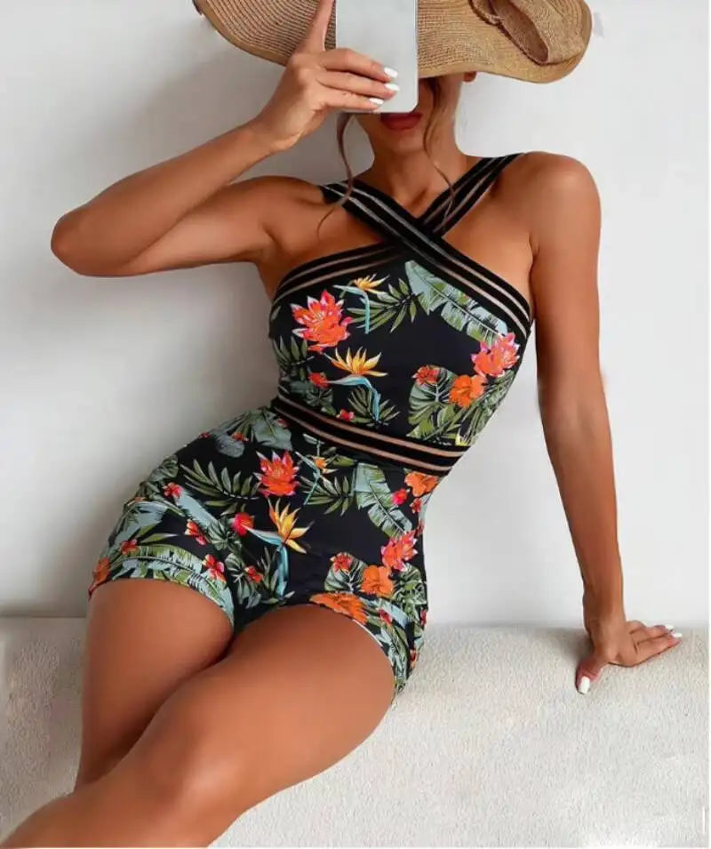 Floral Cross-Strap Romper
