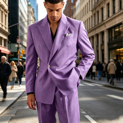 Linen Peak-Lapel Wedding Suit Set