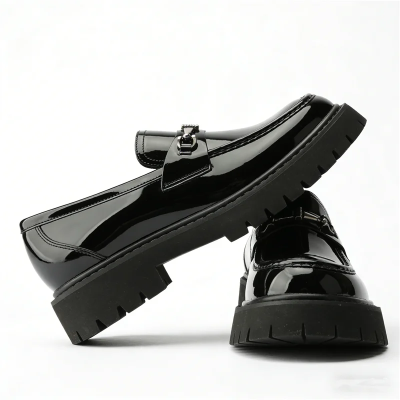 Leather Chunky Metal Shoes