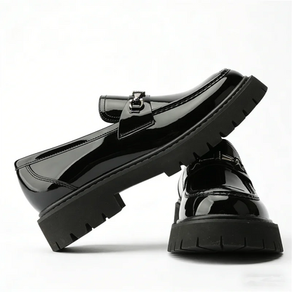 Leather Chunky Metal Shoes