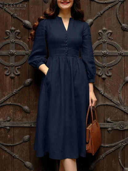Elegant A-Line V-Neck Dress