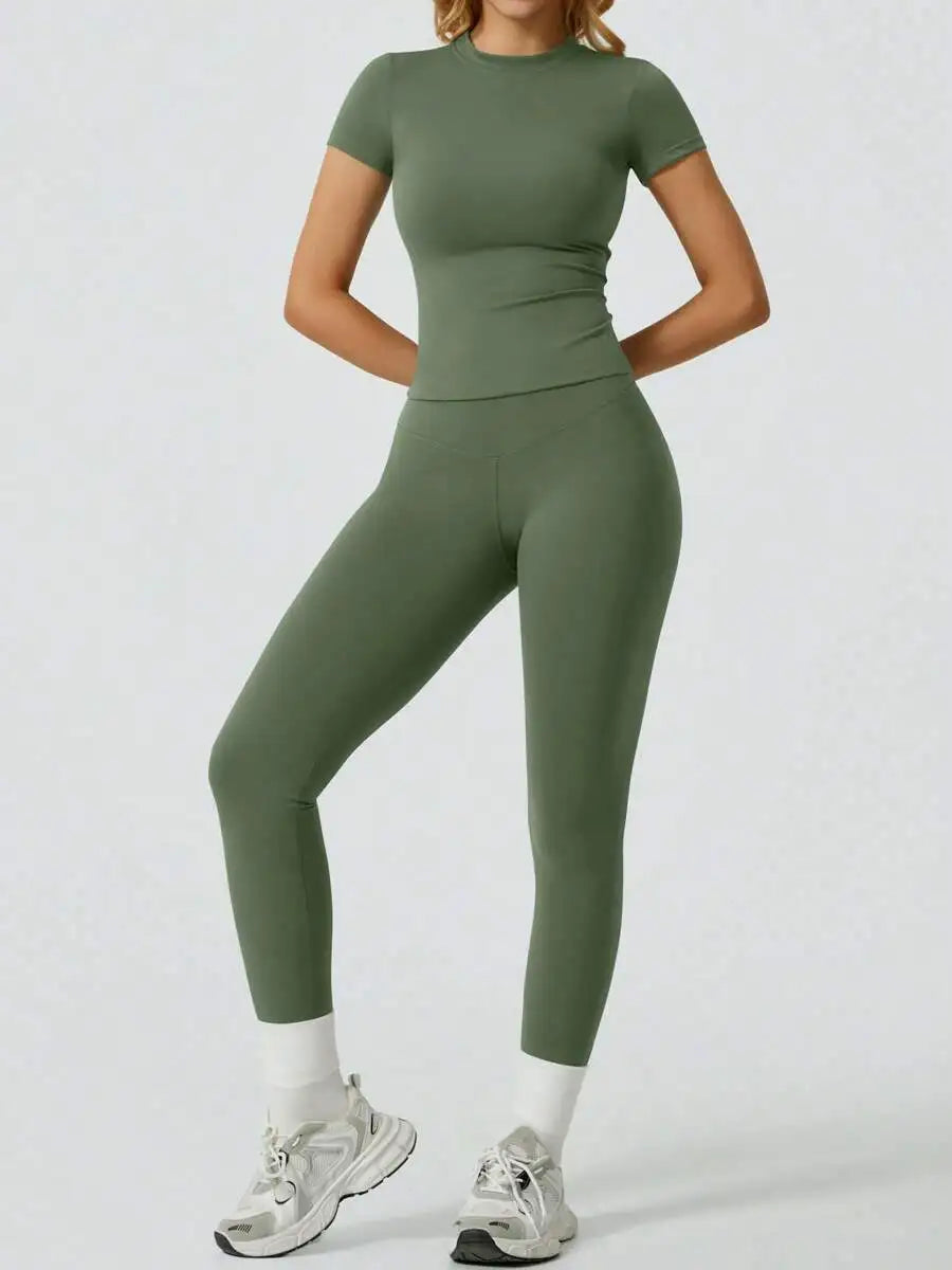 Short Sleeve Leggings Yoga Set