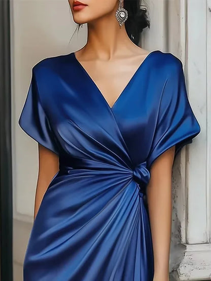 Asymmetric V-Neck Maxi Dress