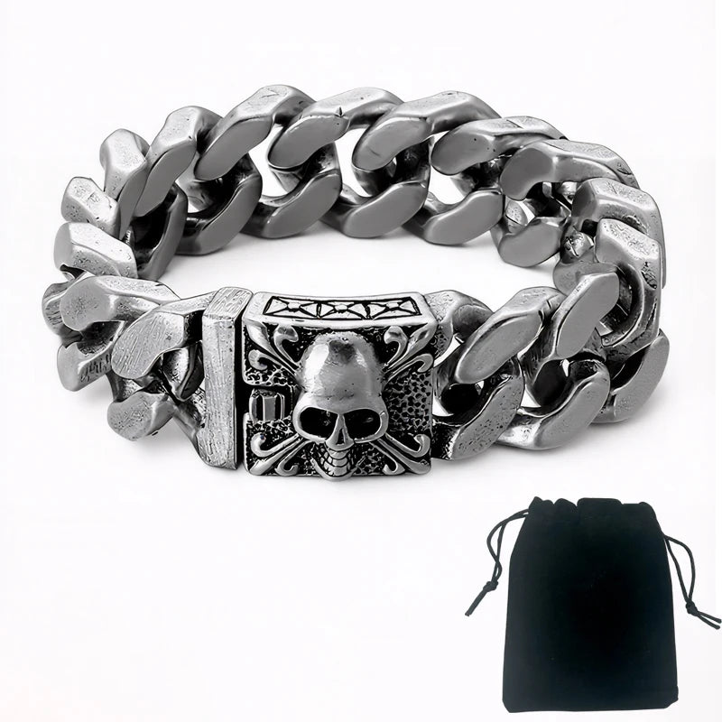 Men’s Heavy Punk Skull Cuban Bracelet