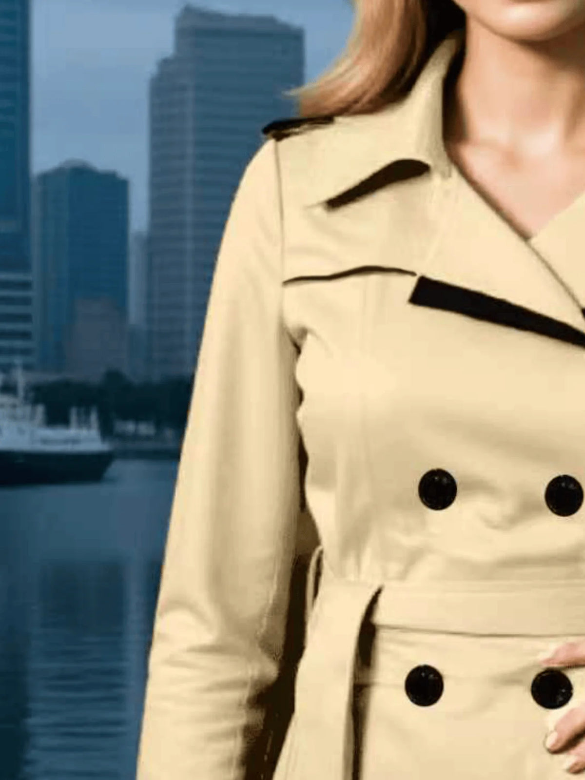 Thin Double-Breasted Trench Coat