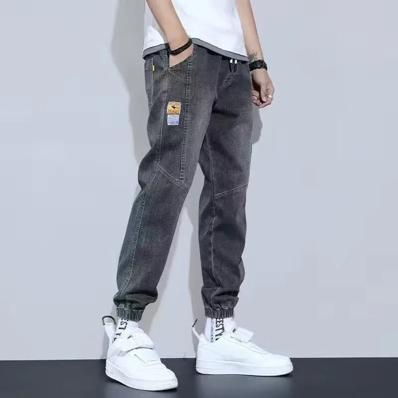 Elastic Harem Cargo Denim Joggers