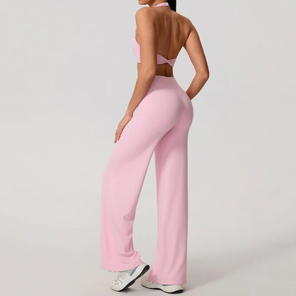 Hearuisavy Backless Halter Yoga Set