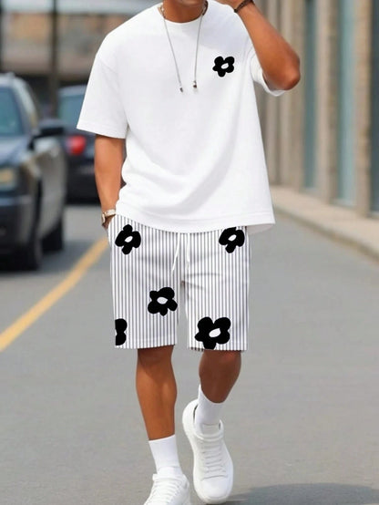 Athletic T-Shirt Drawstring Shorts Set