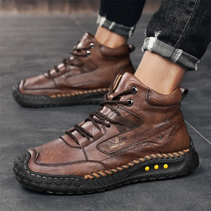 Microfiber Hand-stitched Retro Boots
