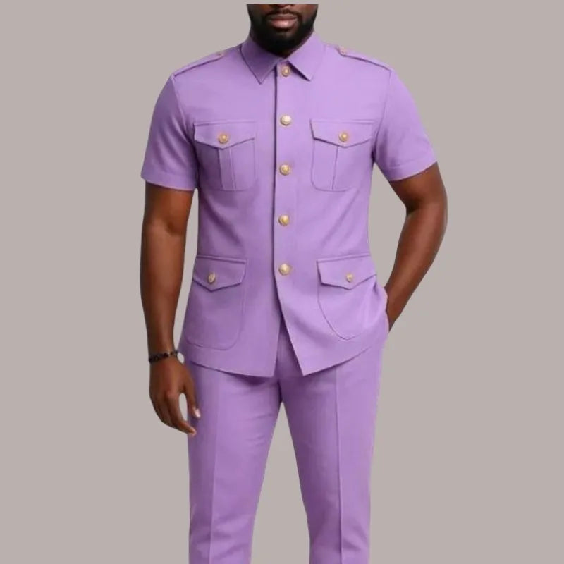Light Purple Safari Folder-Lapel Suit