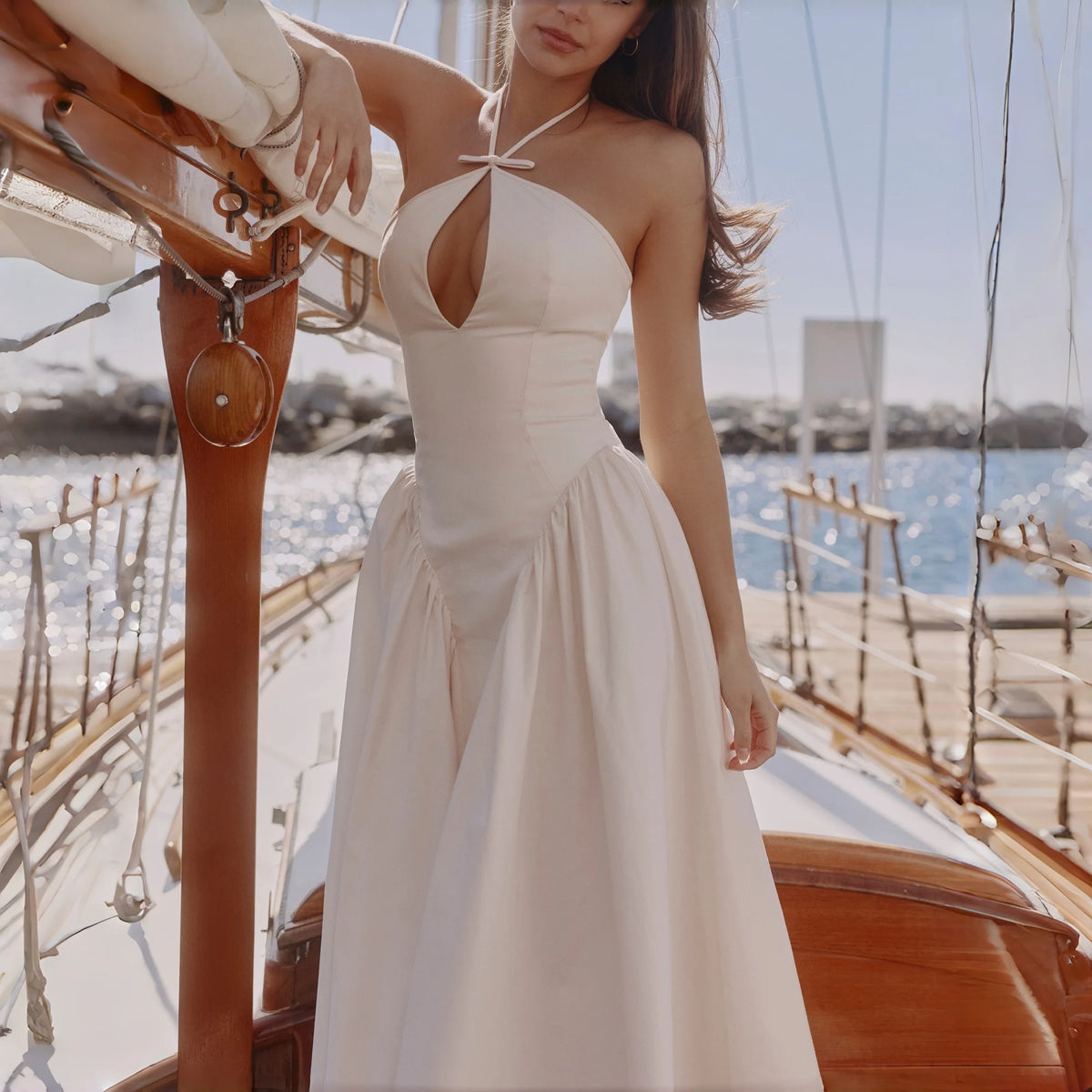 Halter Cutout Midi Dress