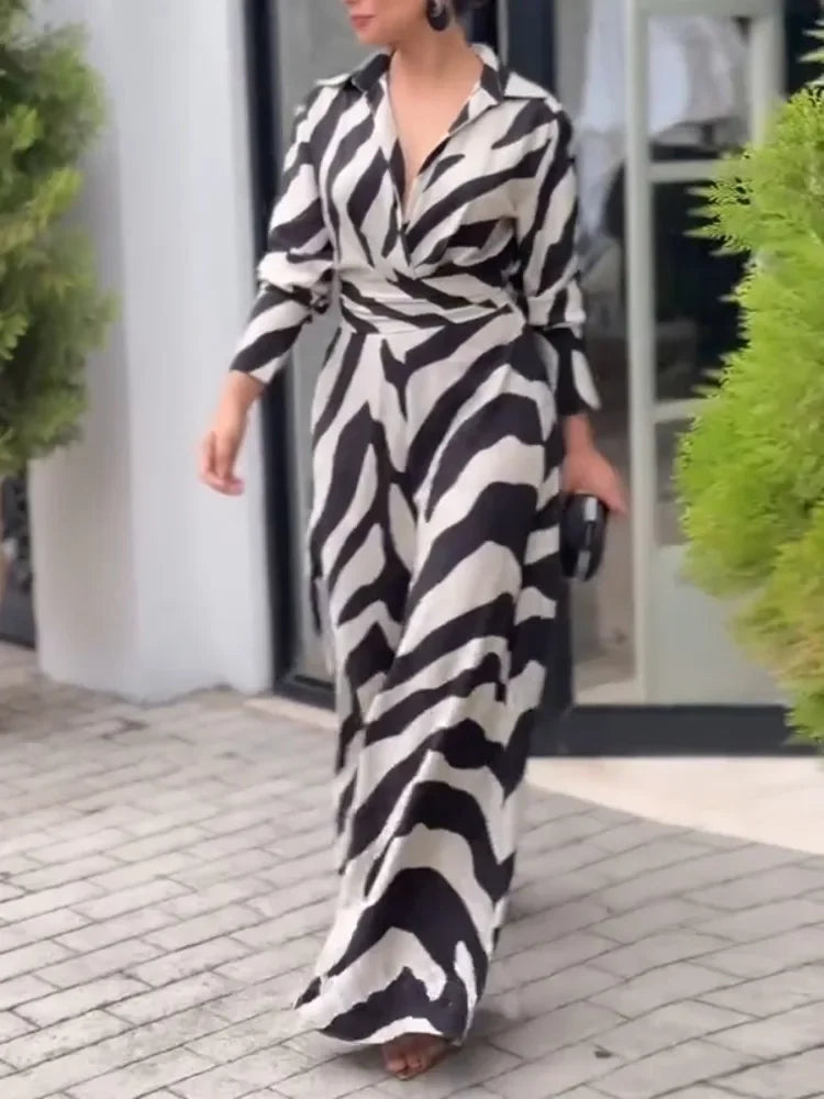 Zebra Print Wide Leg Jumpsuit