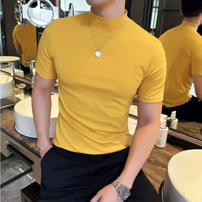 Korean Slim Half High-Neck T-Shirt