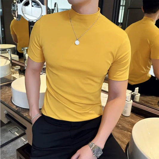 Korean Slim Half High-Neck T-Shirt