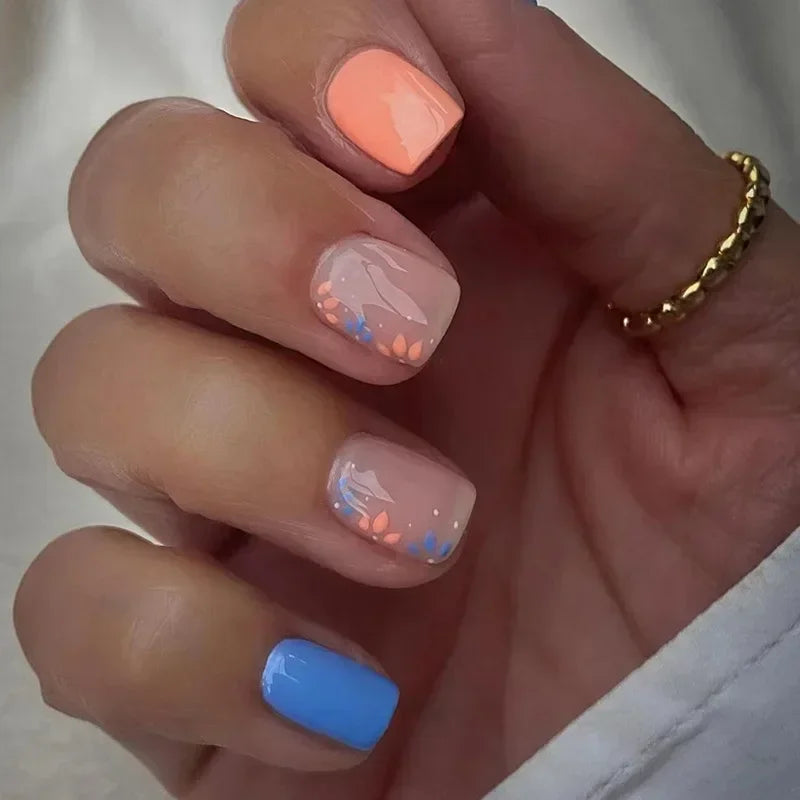 Pink Floral Press On Nails