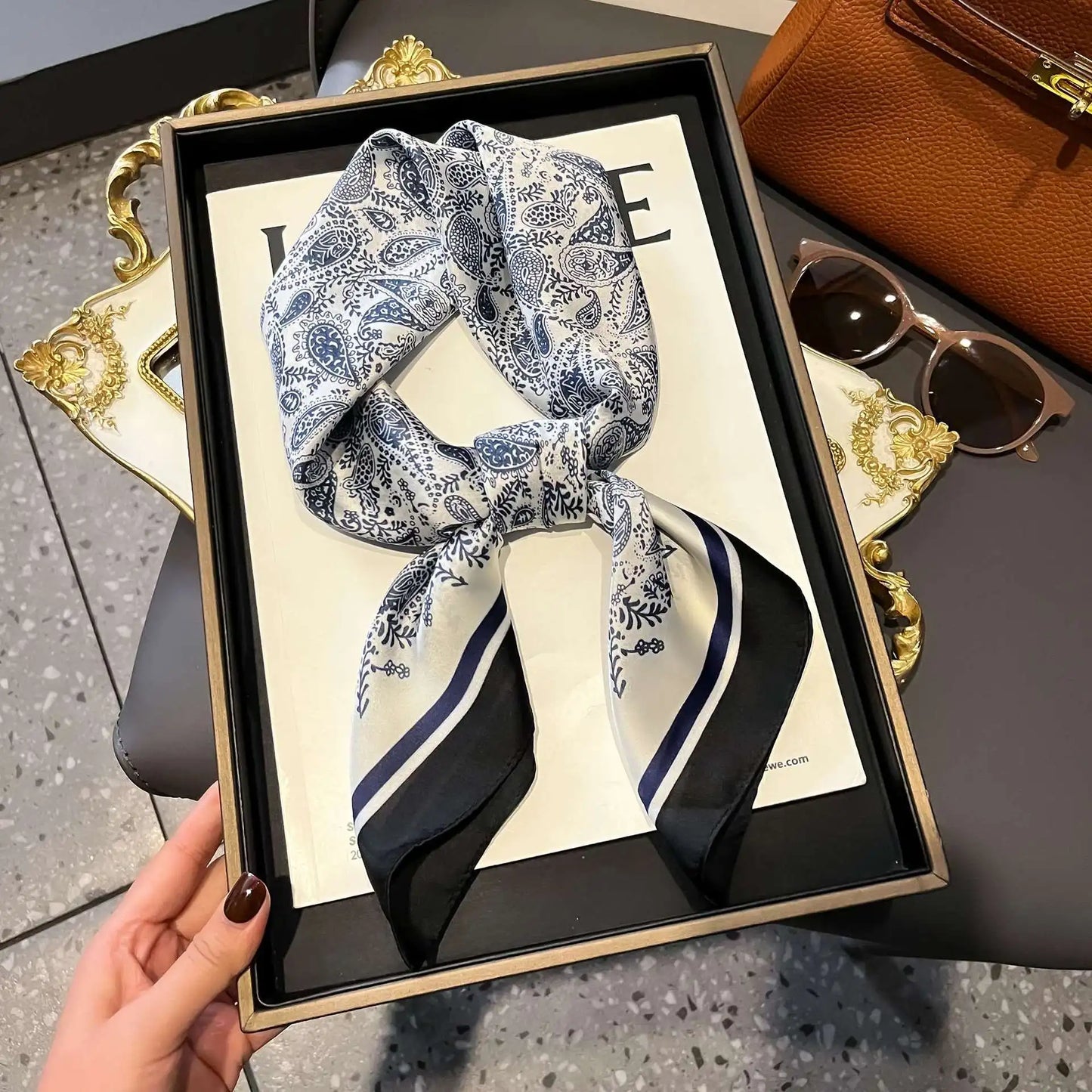 Luxury Silk Plaid Hijab Scarf