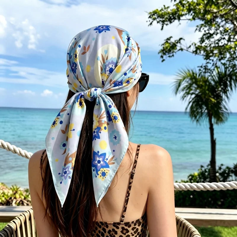 Pink Star Print Square Scarf