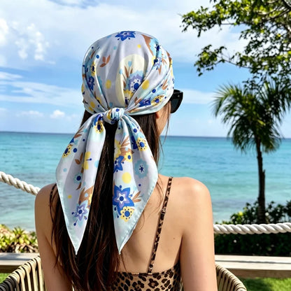 Pink Star Print Square Scarf