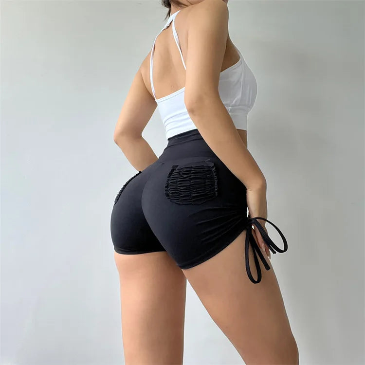 Ruched High-Waist Yoga Shorts