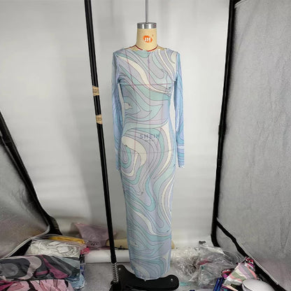 Sheer Mesh Bodycon Maxi Dress