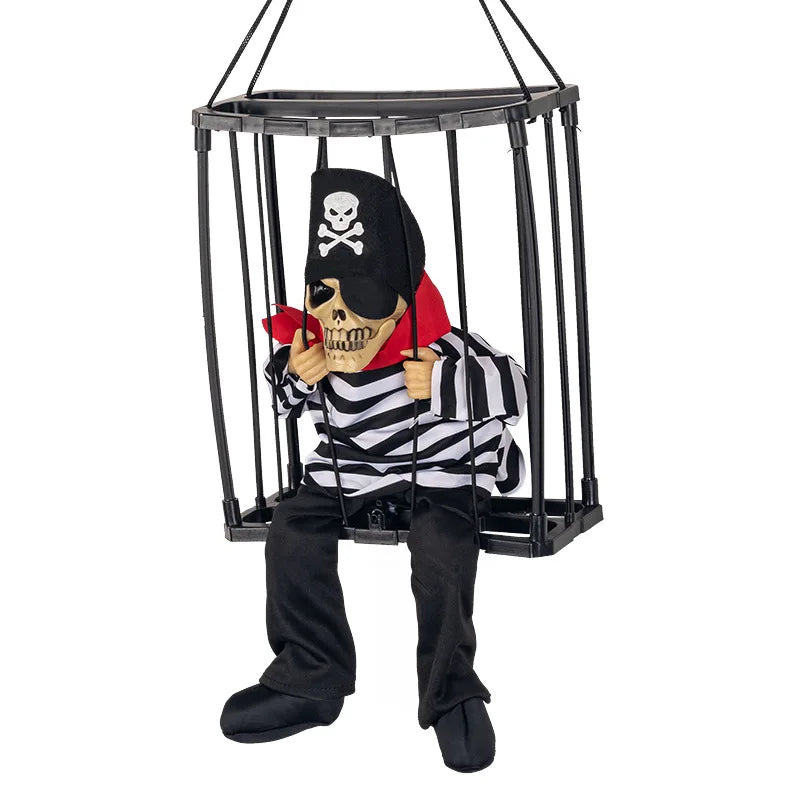 Animated Skeleton Prisoner Cage Prop