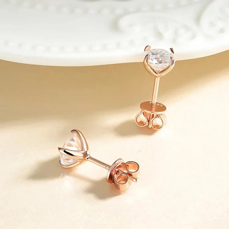 18K Plated 0.1-3CT Moissanite Stud Earrings