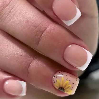 Pink Floral Press On Nails