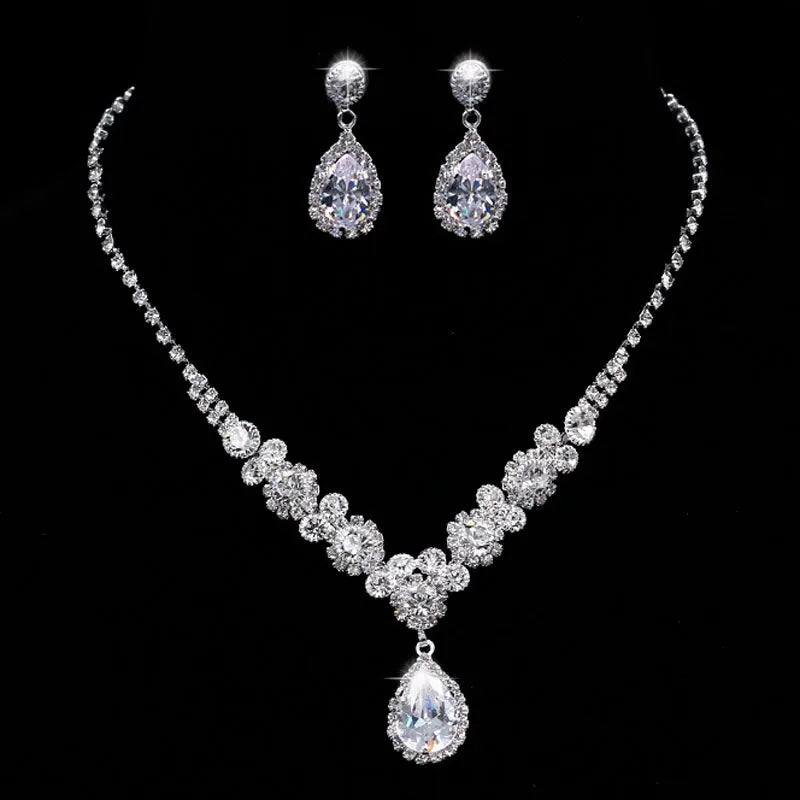 Zircon Necklace & Bracelet Set