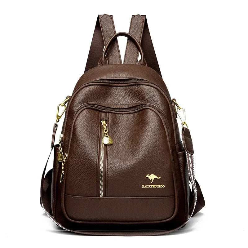 Soft Leather Women Travel Backpack