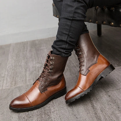Leather Chelsea Pointed Toe Boots