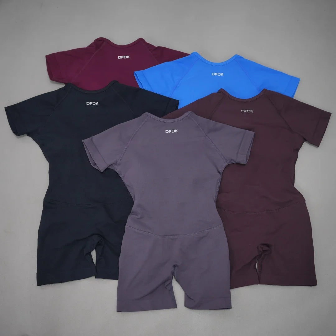Backless Short-Sleeve Yoga Playsuit
