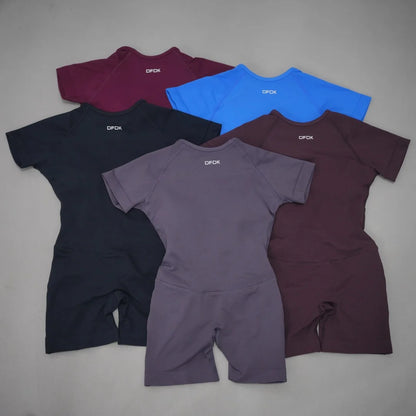 Backless Short-Sleeve Yoga Playsuit