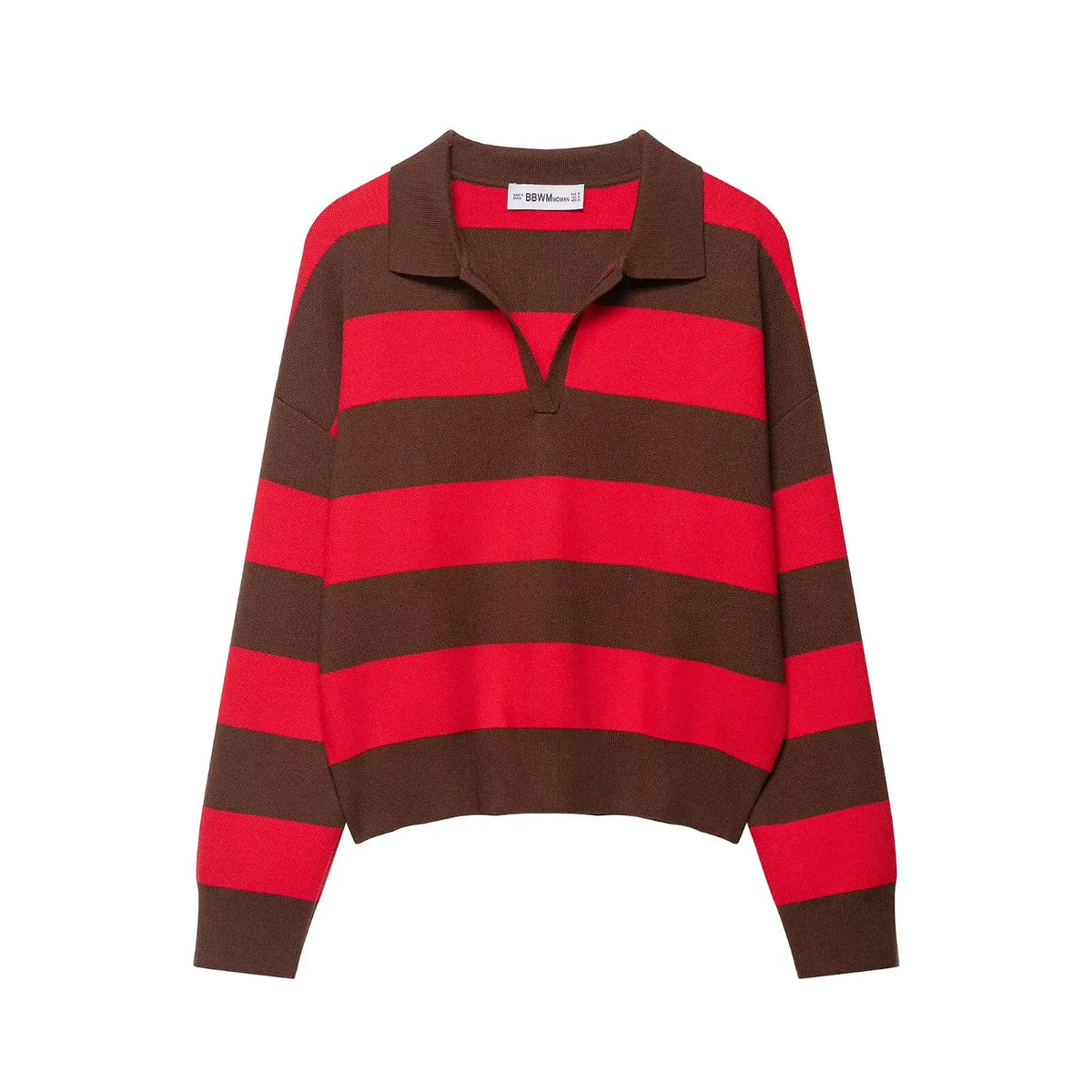 Striped Knit Polo Sweater
